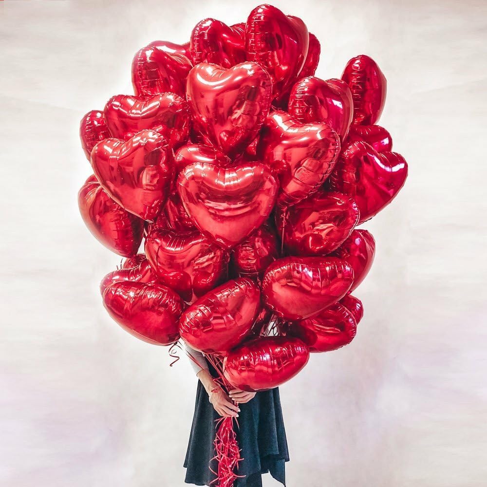 20 pcs Red Heart Balloons, 18 inch Heart Shaped Balloon foil Love Balloon for Wedding Decoration Party Balloon Valentine Birthday