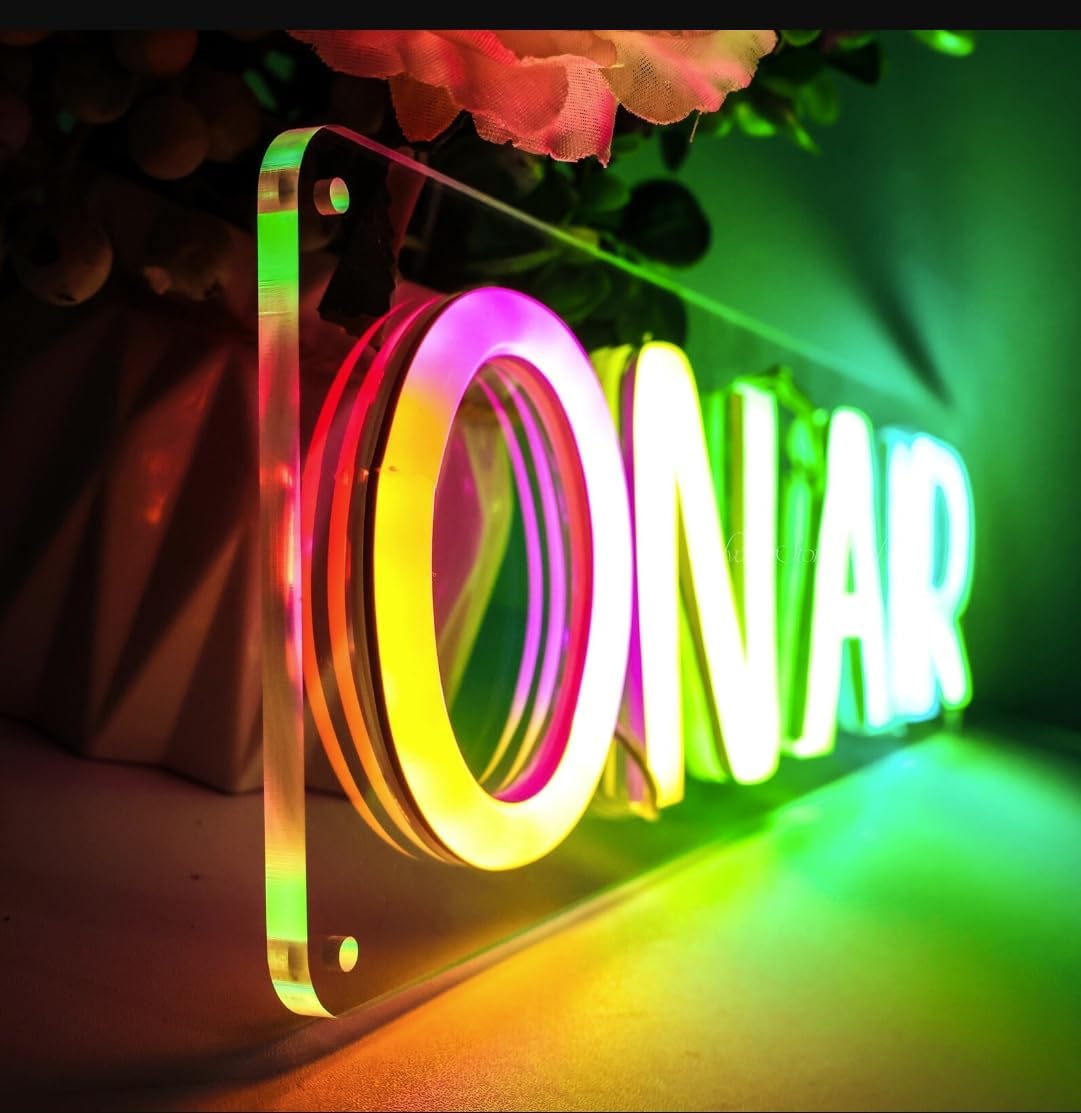 Ulalaza Smart RGB & Color Flow Effect Better On air LED Neon Sign with Remote & App Control Music Sync Timer Setting Acrylic Light for Wall Party Décor Bedroom Bar Wedding Home Birthday USB Powered