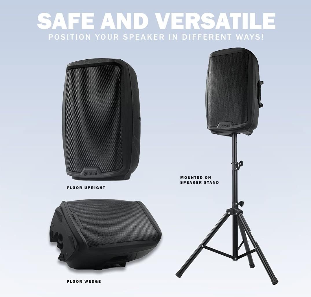 Gemini 15” 2000W Bluetooth PA Speaker with TWS Link, USB/SD/FM, XLR/RCA/AUX Inputs, Dual Mic & Guitar Inputs, EQ Control, Pro Sound System for DJs, Gigs, Events & Mobile Setups (AS-2115BT)