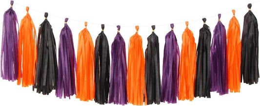 Black-Purple Orange Halloween Party-Decorations Tassel-Garland - 15pcs Graduation 2025 Supplies Tassels, Birthday Wedding Baby Bridal Shower Decor Panduola