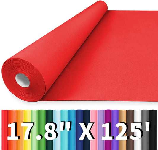 Vanhench 17.8"x1500" (125') Red Wrapping Paper, Wrapping Kraft Paper for Mothers Day, for Floral Bouquet/Gifts Wrapping, for Poster/Bulletin Board/Construction