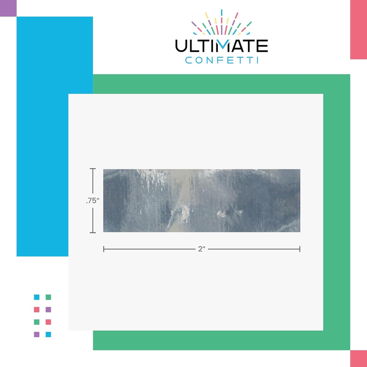 Rectangular Silver Mylar Shiny Foil Metallic Confetti for Cannon and Launcher use - Mother’s Day Confetti for Wedding, Parties, Gender Reveal and Live Events - 1 lb, 16 oz