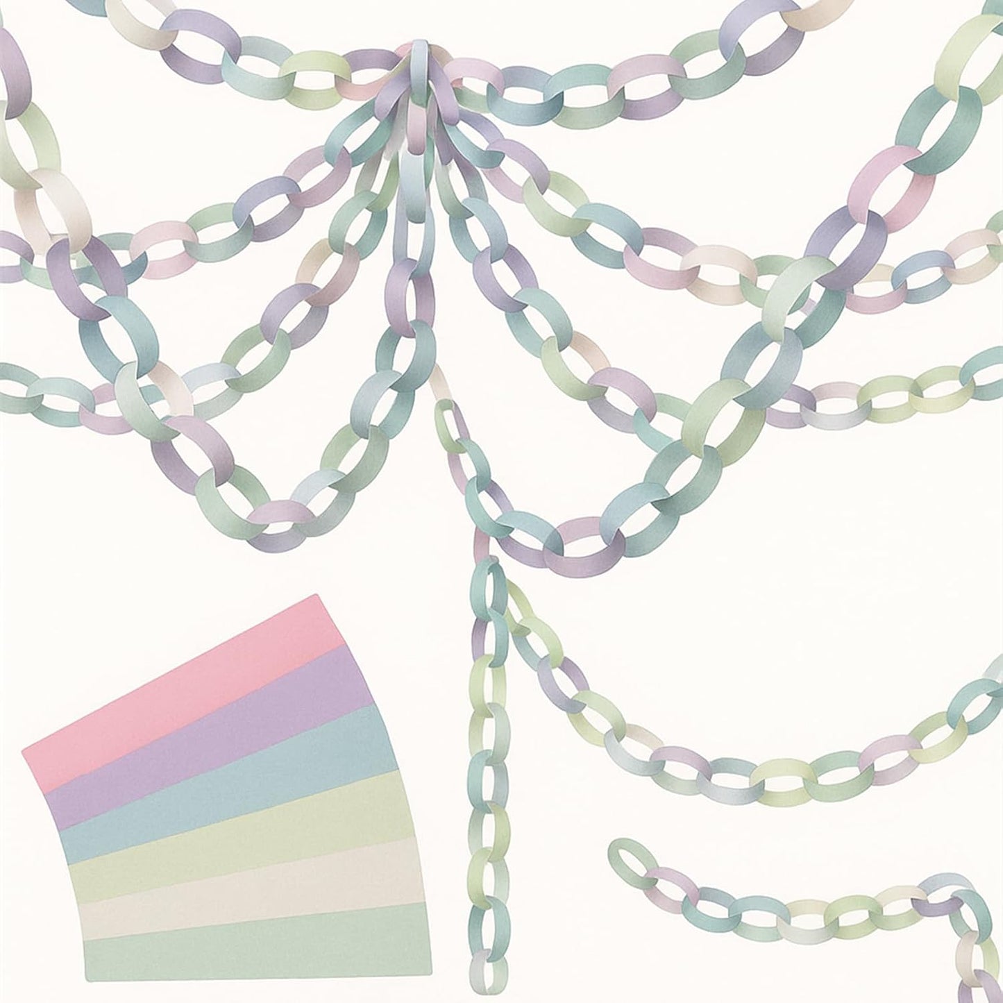 Lincia 600 Sheet Halloween Paper Chain Garland, Construction DIY Crafts Chain Strip for Fall Thanksgiving Party Decor, 1x8 Inch with Double Sided Tape (Morandi Color)