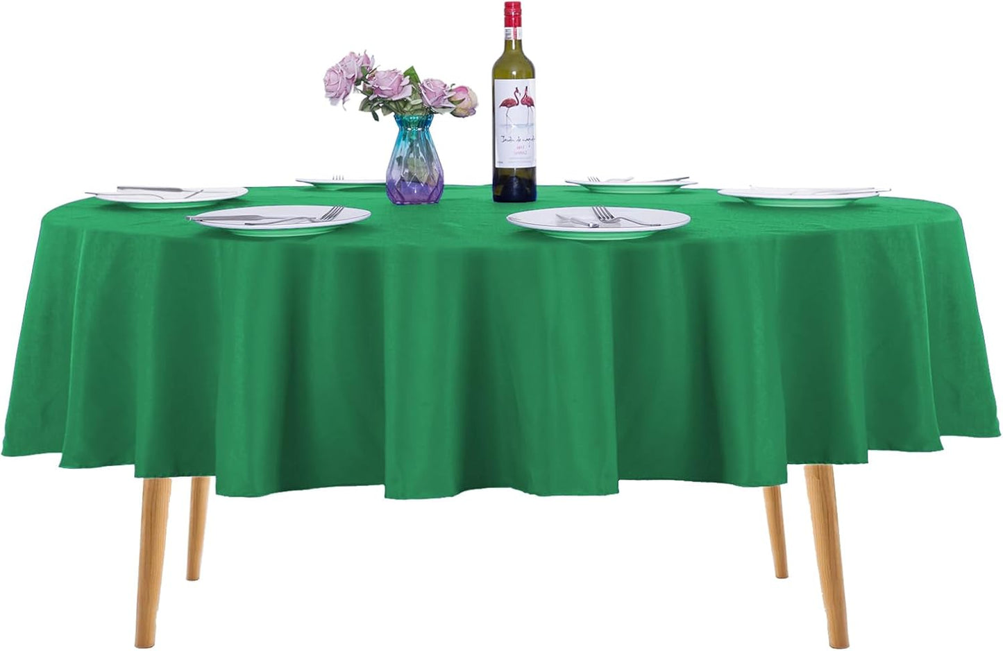Ascoza 2pack 70 Inch Emerald Round Tablecloth in Washable Polyester Fabric for Wedding/Banquet/Restaurant/Parties