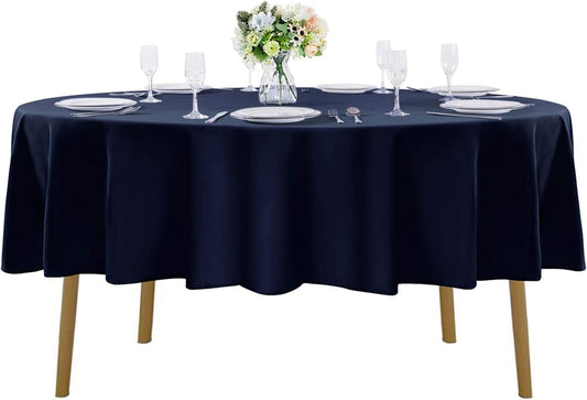 60 inch Round Tablecloth Washable Polyester Table Cloth Decorative Table Cover for Wedding Party Dining Banquet（60 inch,Navy）