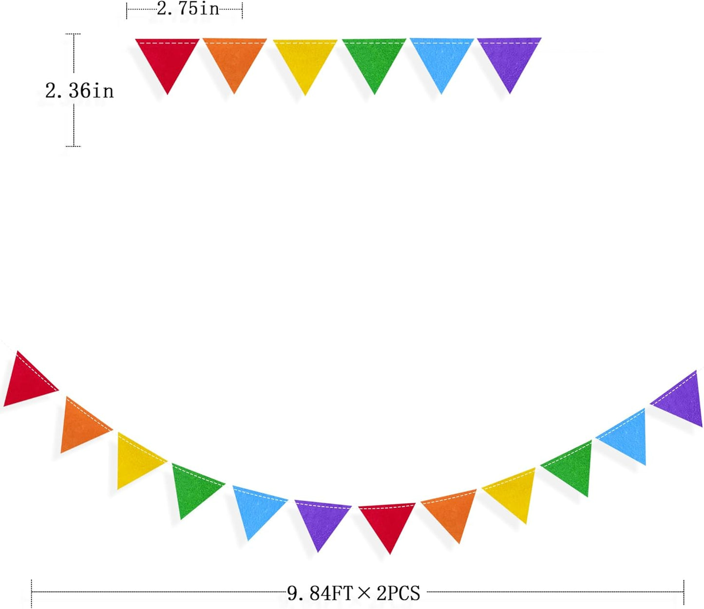 pinkblume Rainbow Party Decorations Colorful Felt Hanging Triangle Mini Bunting Pennant Banner Flag for Birthday Wedding Baby Shower Engagement Carnival Fiesta Festival Party Classroom Nursery Decor