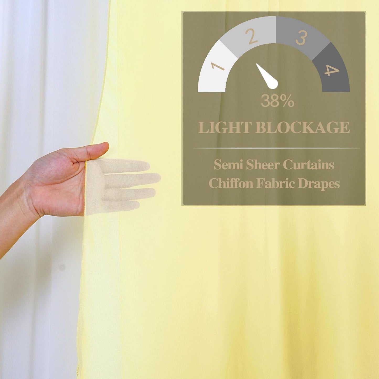 DUOBAO Pastel Yellow Chiffon Backdrop Curtains - 2 Panels 29" x 120" Semi-Sheer Wedding Drapes for Elegant Events & Party and Photography Living Room Curtains