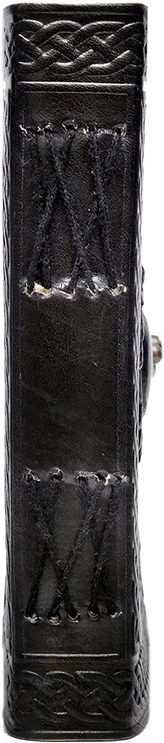 cuero 3 Moon Blue Lapiz Embossed Vintage Leather Journal | 240 Pages of Antique Handmade Deckle Edge Vintage Paper, Leather Sketchbook, Drawing Journal, Great Gift (6 inch by 8 inch, black)