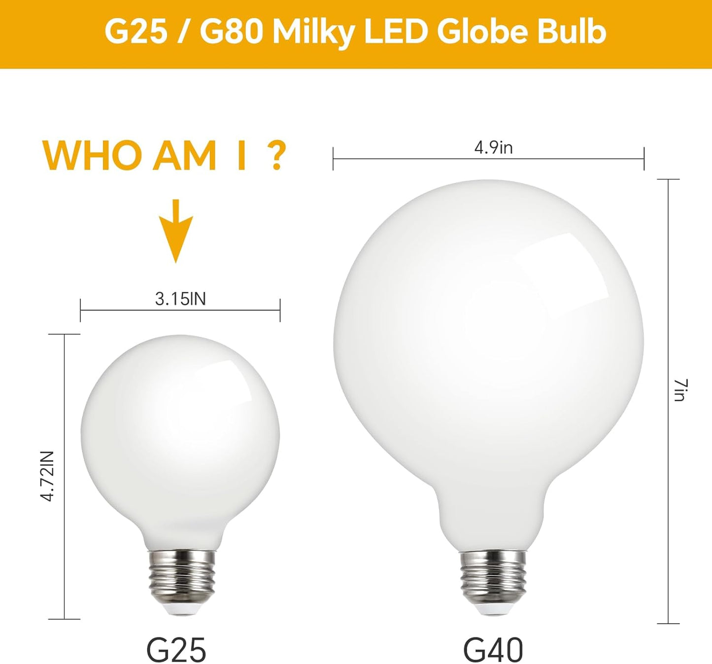 CtrlCV LED Globe Light Bulbs,60 Watt Equivalent Led Bulbs, 2700K Soft Light G80(G25) Light Bulb, 600 Lumens, E26 Standard Base, Non-Dimmable, 60w Warm White Led Bulbs for Bedroom Home Office,1 Pack