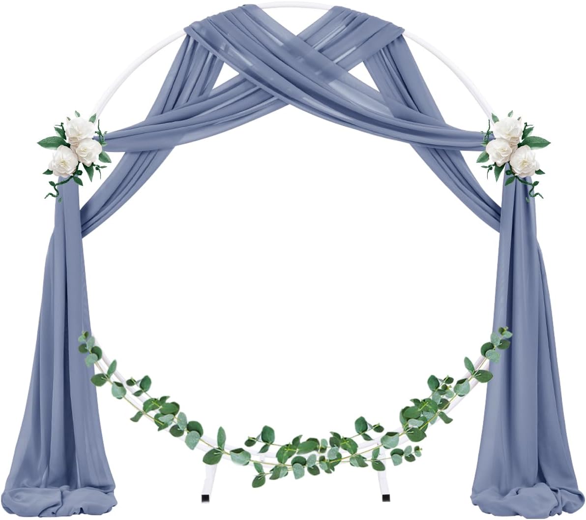 Socomi Wedding Arch Draping Fabric 1 Panel 29" x 19Ft Dusty Blue Sheer Chiffon Curtain Drapes 6 Yards for Wedding Ceremony Birthday Party Decoration