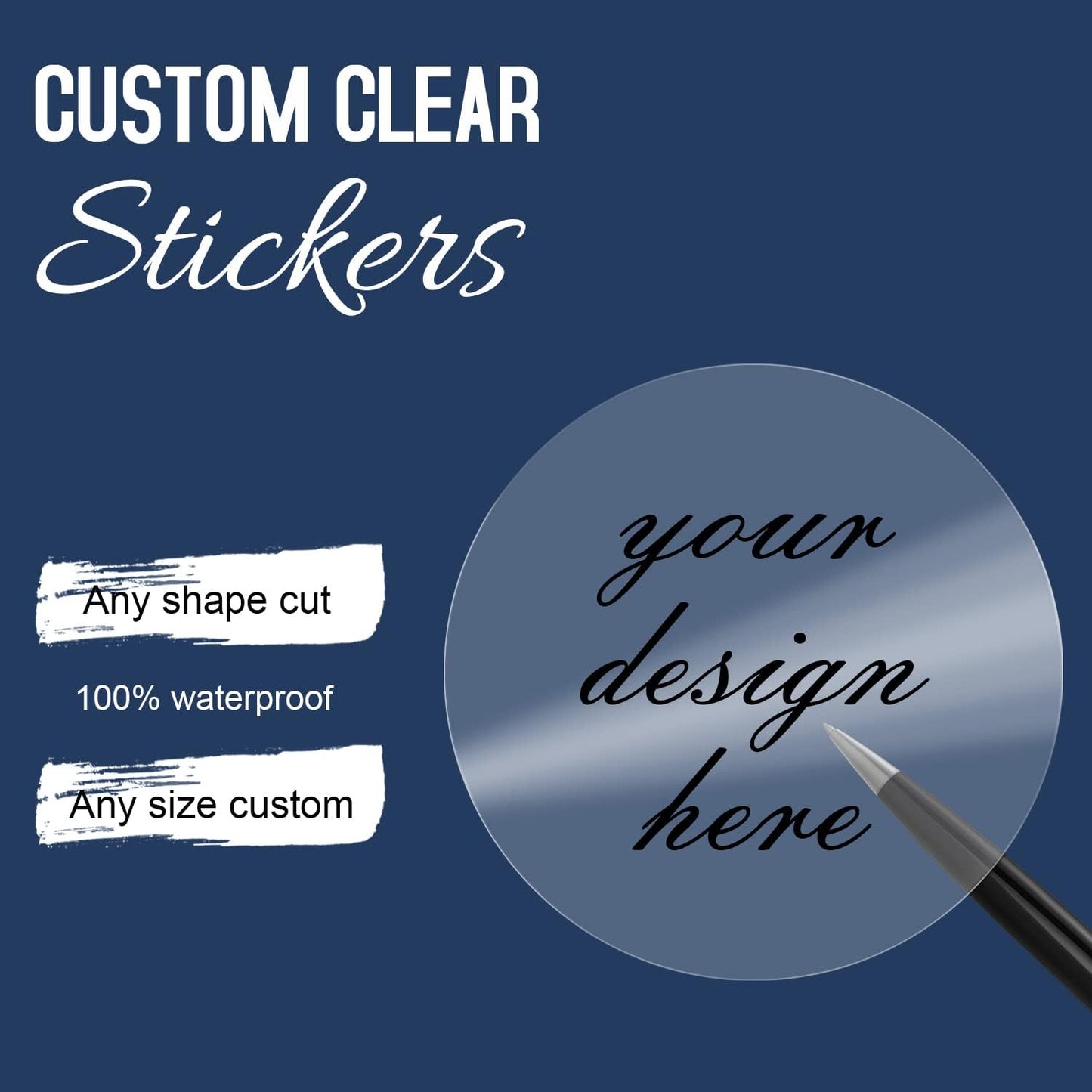 Custom Logo Stickers for Business, Personalised Branding Stickers, Any Shape & Size, Waterproof, Glossy (Transparent)