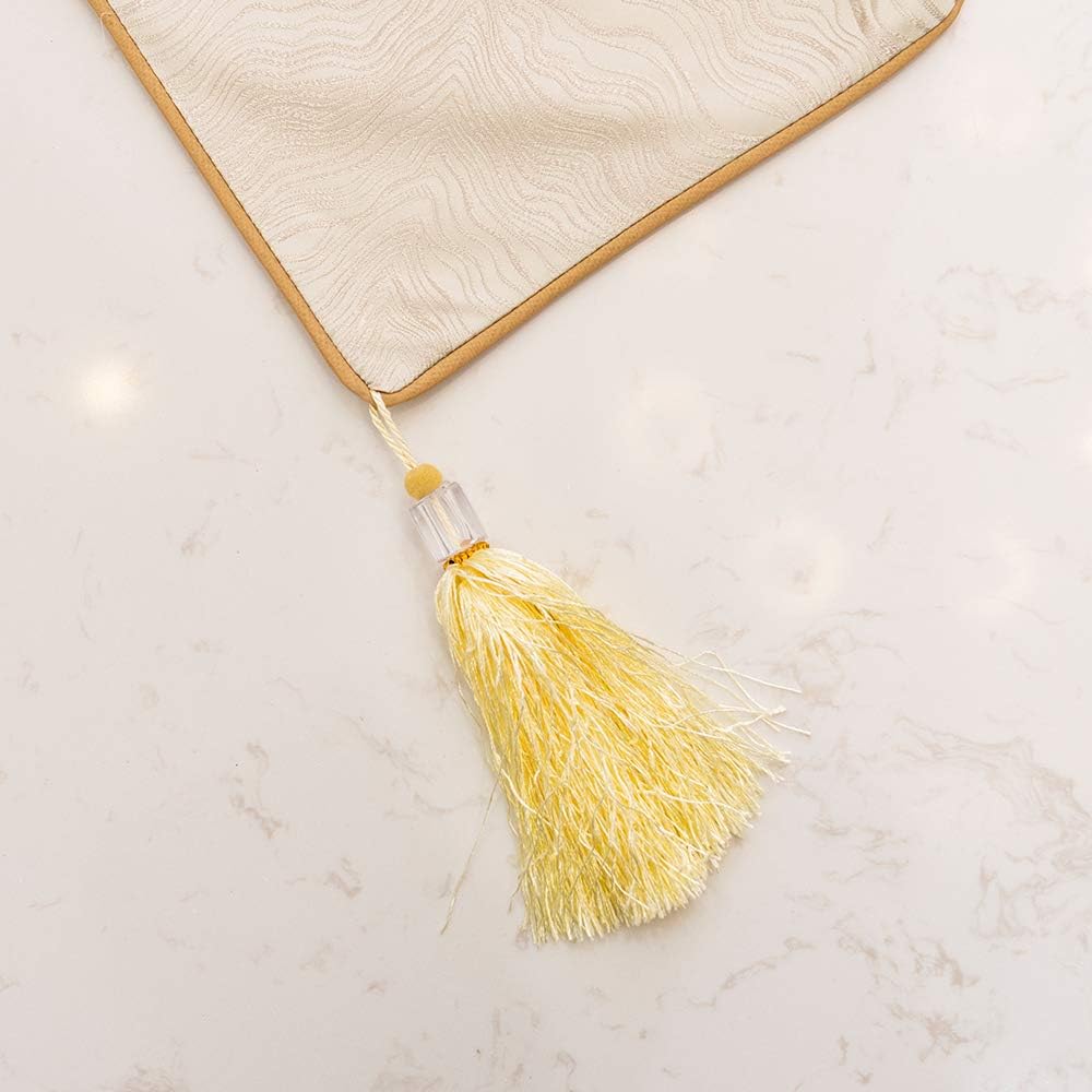 Avigers 12 x 72 Inch Decorative Luxury Abstract Striped Beige Table Runners with Tassels for Home Living Room Bedroom Art Decor Wedding