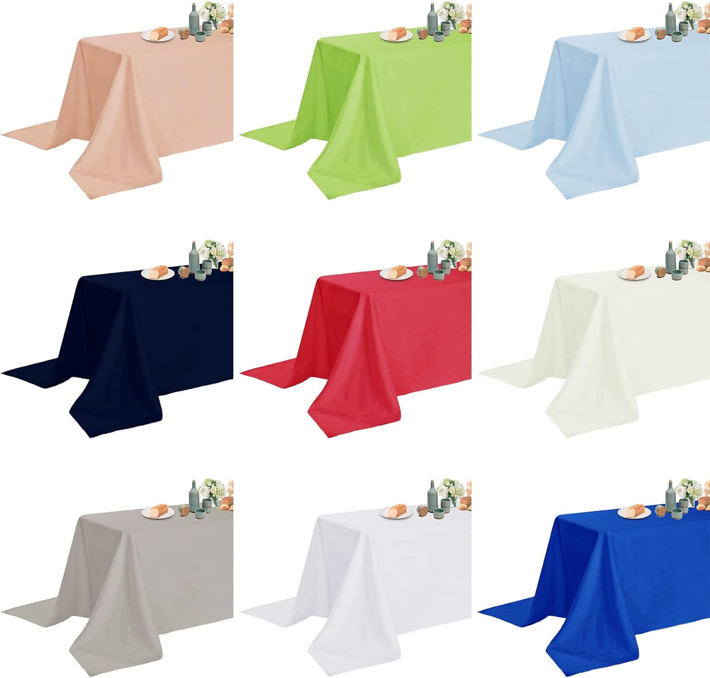 Fokitut 2 Pack Waterproof Rectangle Tablecloth, 90x156 Inch,Stain Resistant and Wrinkle Polyester Table Cloth, Fabric Table Cover for Kitchen Dining, Wedding, Party, Holiday Dinner-Peacock Blue