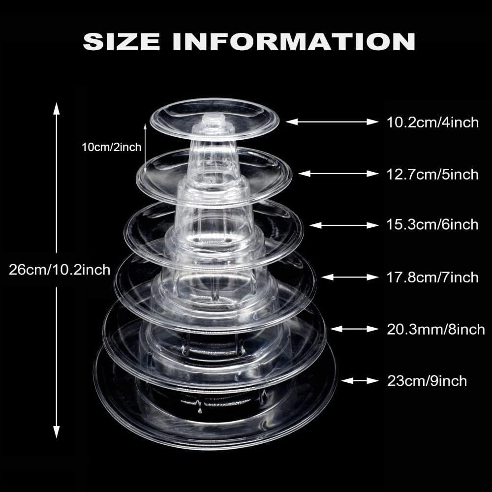 6 Tiers Macaroon Tower Stand, Round Macaron Tower Cake Display Rack Plastic Cupcake Stand Macarons Desserts Serving Tray for Birthday Wedding Party Decor (6 Tiers)