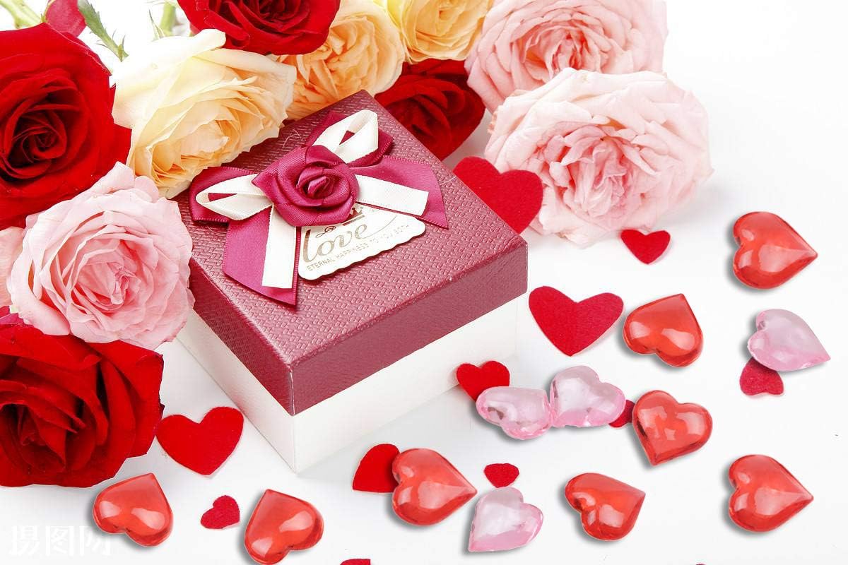 Fangoo 220 Pieces Pink Acrylic Heart Flat Back Heart Gems for Valentine's Day Decorations, Vase Filler, Table Scatter Decoration, Wedding Decorations,Home Decorations(Pink, 1LB)