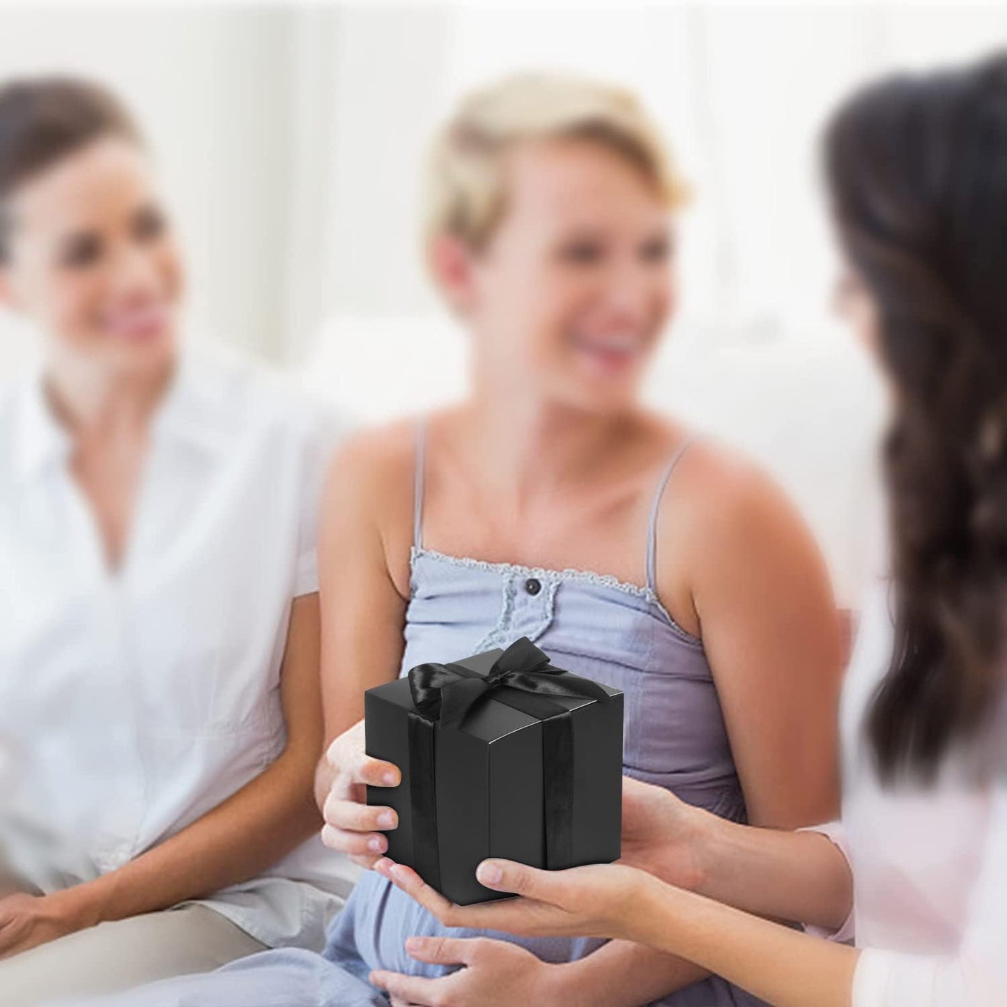 COTOPHER Small Gift Boxes 25 Pack 6x6x6 inches Black Gift Boxes with Lids for Gifts, Crafting, Wedding Party Favor, Cupcake Boxes, Candy, Bridesmaids Proposal Box with Ribbons and Stickers