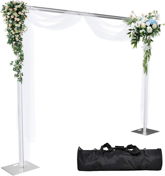 Pipe and Drape Backdrop Stand 8ftx10ft Adjustable Background Support System Heavy Duty Background Stand for Wedding Banquet Decorations Silvery