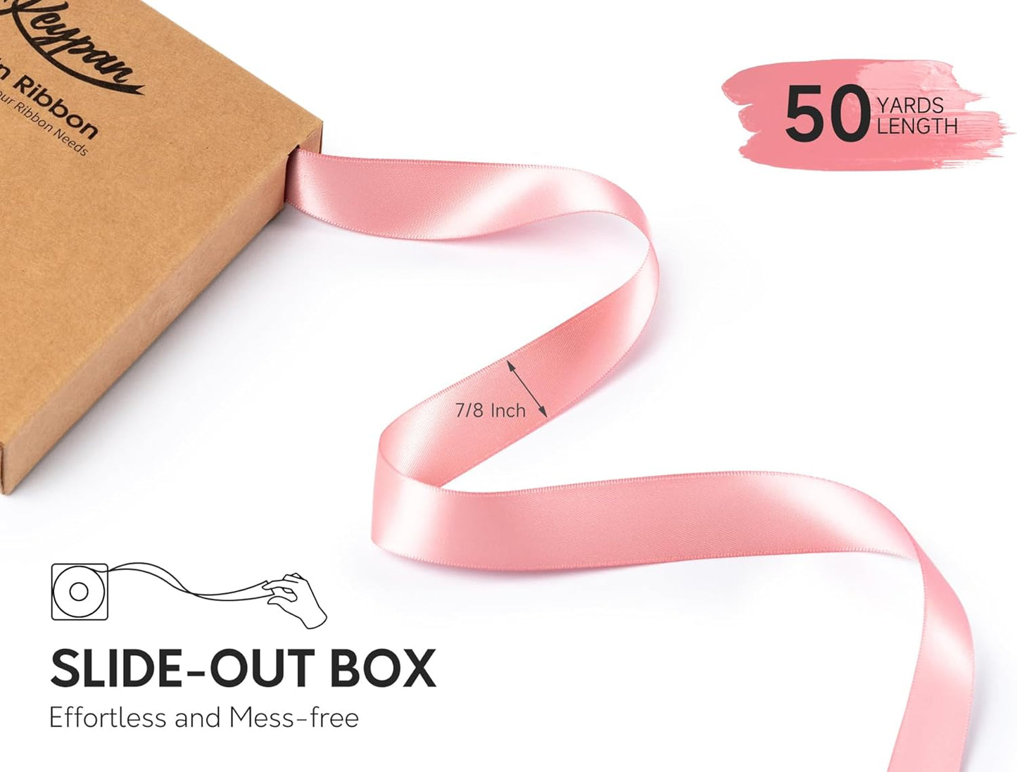 Pink Satin Ribbon 7/8 Inch x 50 Yards Double-Faced Polyester Ribbons for Flower Bouquet Gift Wrapping Party Decor Wedding Invitation DIY Craft