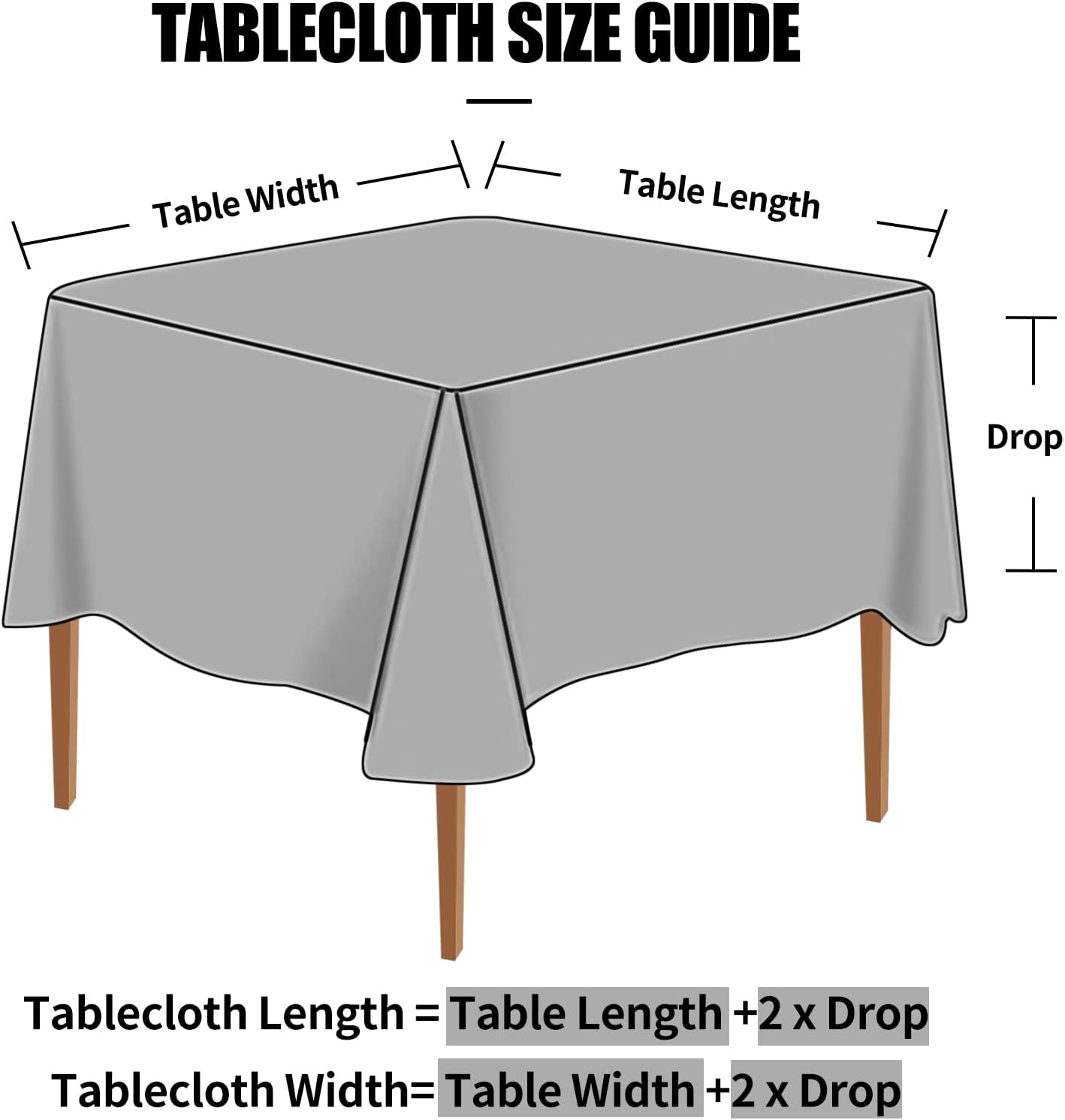 Smiry Square Table Cloth, Waterproof Heavy Duty Vinyl Tablecloths, Wipeable Washable Table Cover for Kitchen and Dining Room (Grey, 54" X 54")
