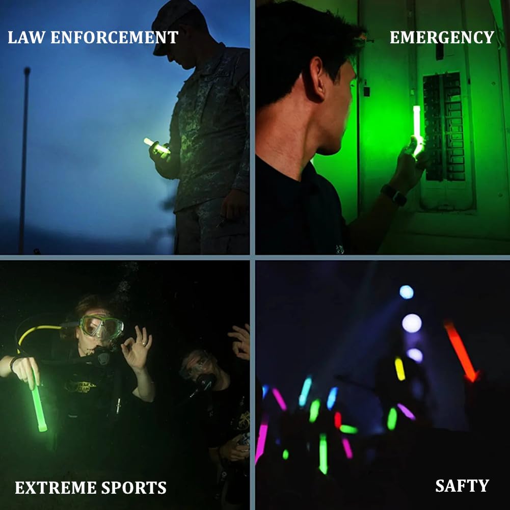 Glow Fever Emergency Safety Military Grade Glowsticks; 10PCS, 6" Ultra Bright Glow Sticks with 8 Hours Duration. Great for Hiking, Party, Camping, Blackouts, Hurricane and Survival Kits (Blue)