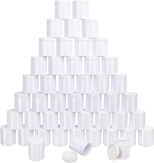 47Packs 8.8oz (250 ml) Plastic White Jars with Lids, Cosmetic Containers jars with Wide-Mouth for slime, beads, rhinestones, sequins Cosmetics, Lotion, Cream, Ointments and More by KUKLIPJIM.