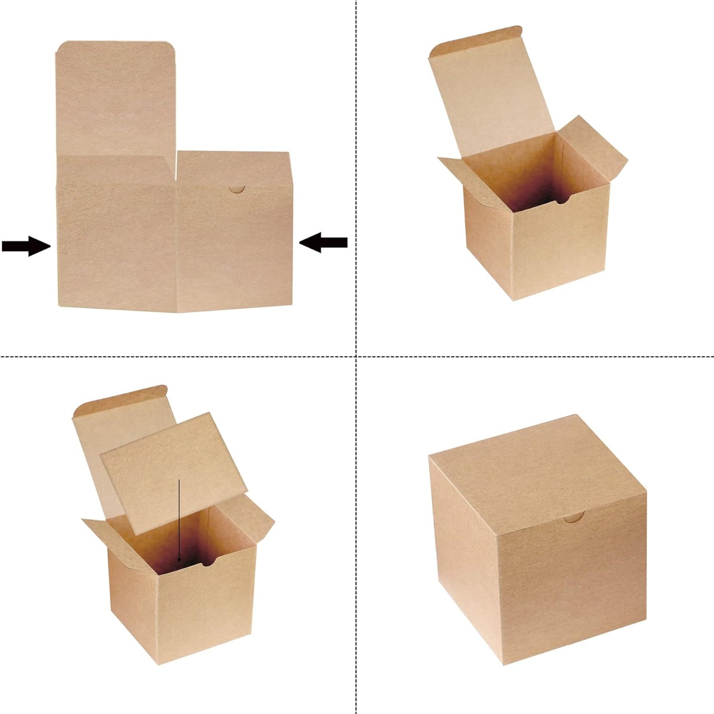 Xxcxpark 48 PCS Brown Gift Boxes 4x4x4 inches, Decorative Party Favor Gift Packaging Box with Lid for DIY Crafting, Cube, Cupcake, Kraft Present Boxes for Birthday, Wedding, Anniversary