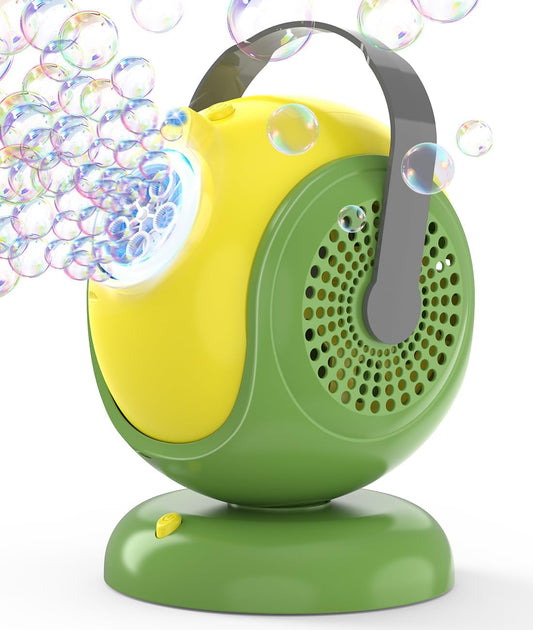 Bubble Machine, Automatic Bubbles Blower, 360° Rotation, 75° Adjustment, LED Light, with Handle - Bubble Toys for Kids, Toddlers - Gifts for Boys, Halloween, Outdoor, Birthday, Party Use