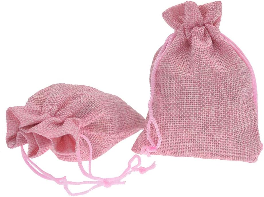 20Pcs Burlap Bags with Drawstring, Burlap Gift Bag Linen Jewelry Pouches for Christmas Wedding Favor, Party, DIY Crafts (Pink, 3.9 x 5.5 Inch)
