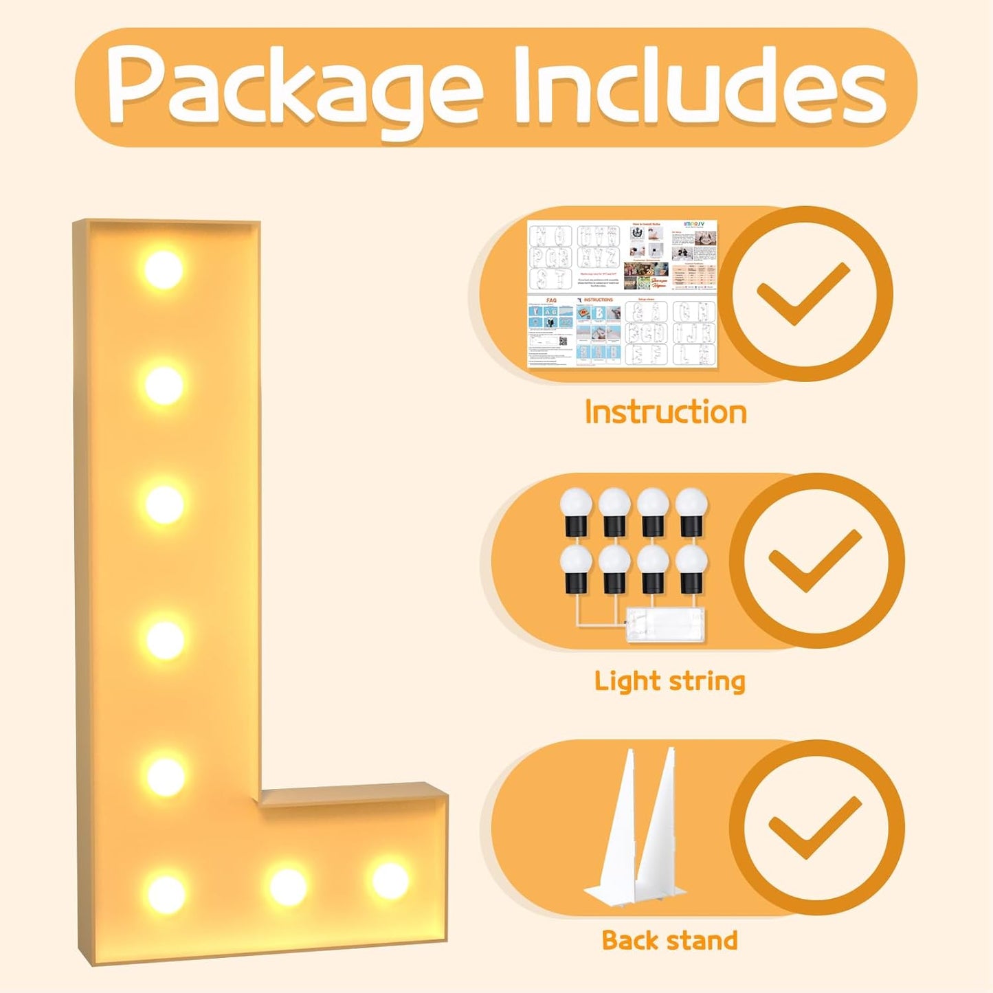 Marquee Letters 3 Feet Tall Large Light Up Letters L Happy Birthday Decorations Marry Me Engagement Party Decor Yellow Light Birthday Decorations Balloon Arch Kit Foam Sign L