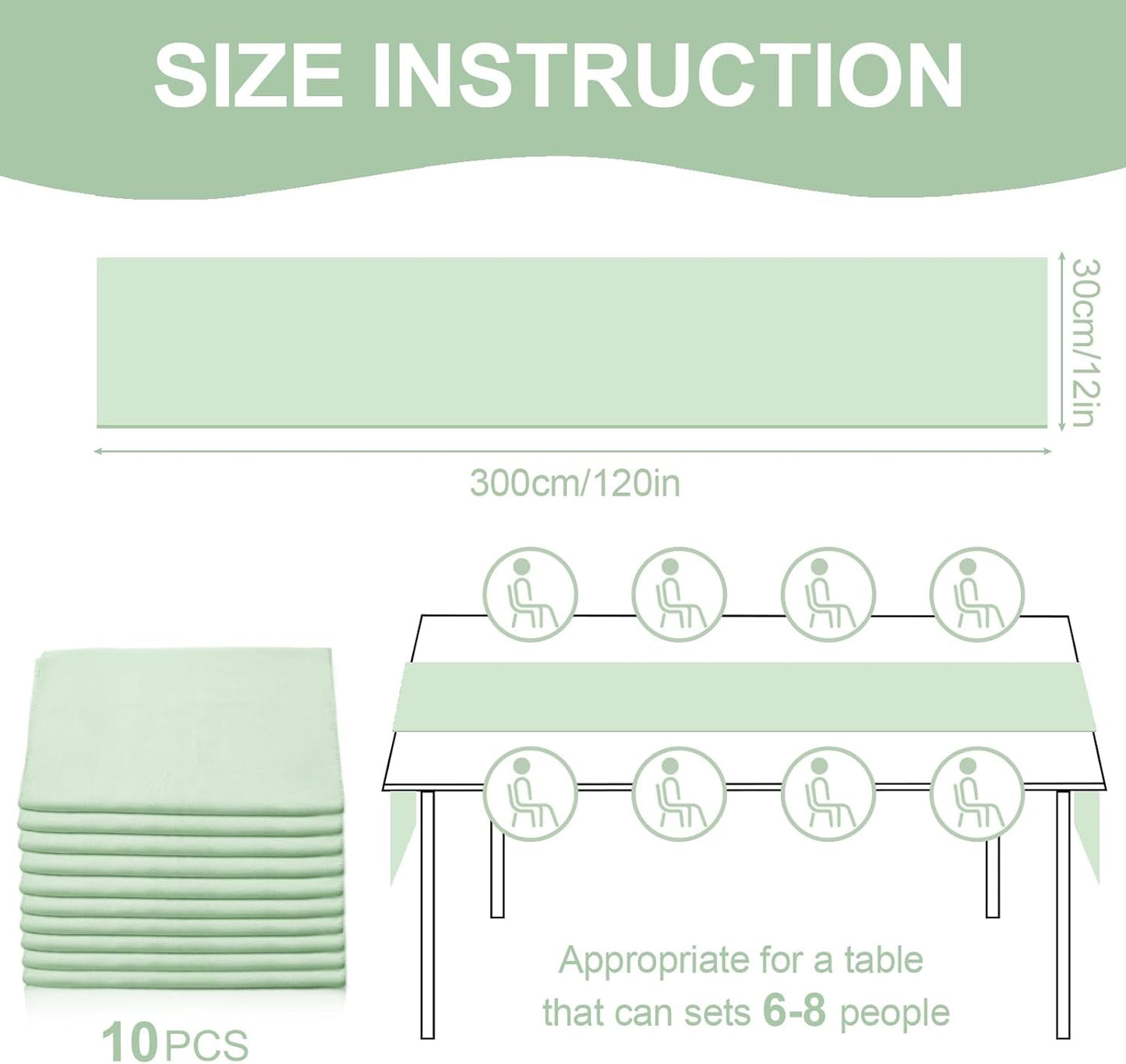 10 Pack 10ft Sage Green Chiffon Table Runners Wedding Table Runner Sheer Romantic Tulle Table Runner for Christmas Wedding Bridal Tea Party Baby Shower Birthday Party Table Decorations(120 x 12 in)