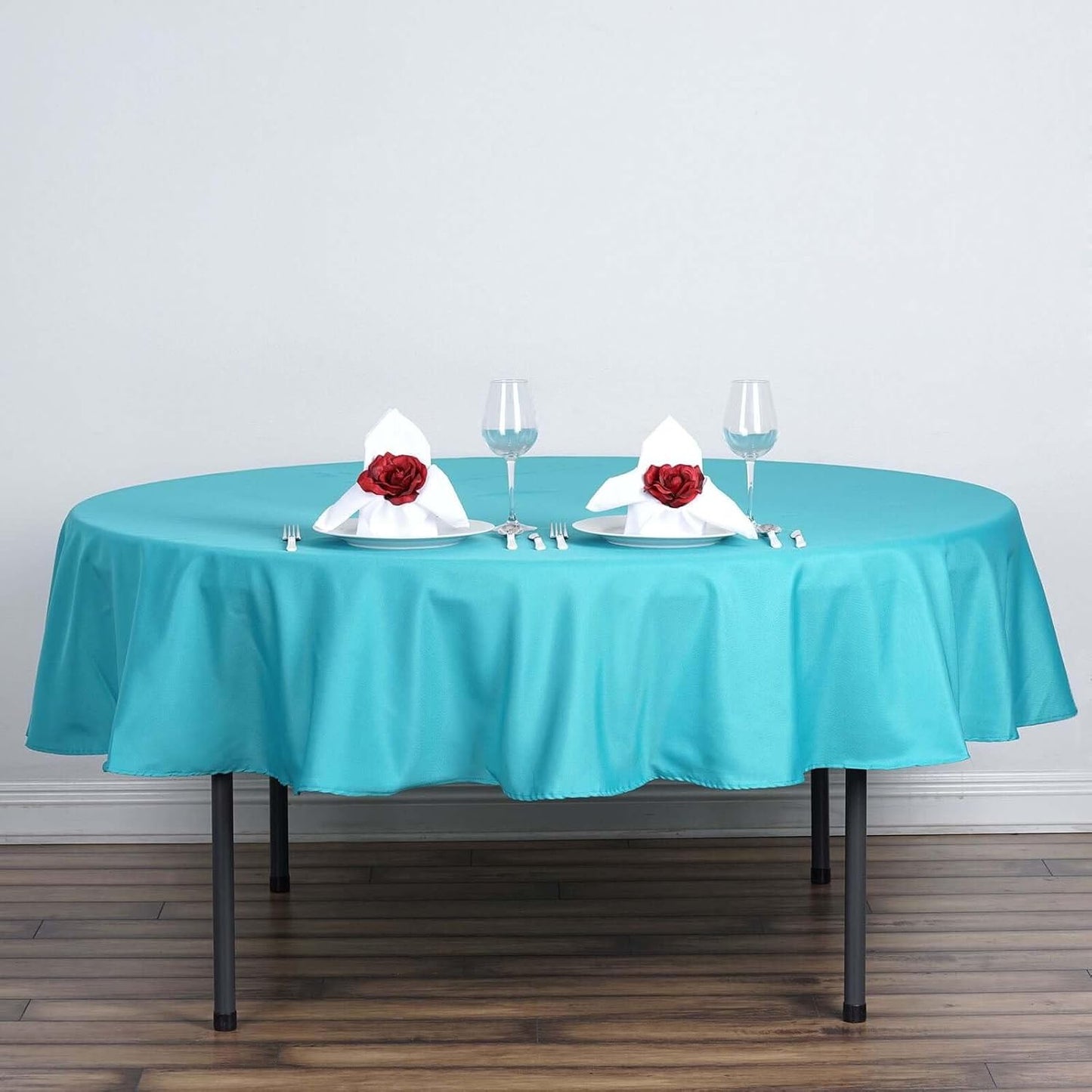Efavormart Round Tablecloth, 90 Inch Stain & Wrinkle Resistant Washable Table Cloth, Decorative Polyester Fabric Table Cover for Banquet, Wedding, Dining- Turquoise