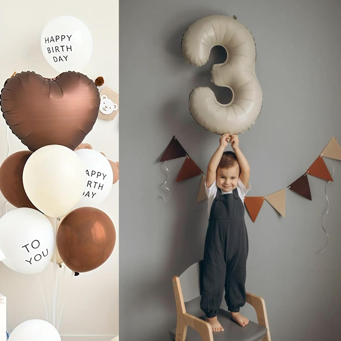 40 Inch Cream White Large 0-9 Numbers Balloons Digit 3 Helium Balloons 3rd Year Old Birthday Decor Foil Mylar Big Number Balloons for Birthday Party Anniversary Supplies