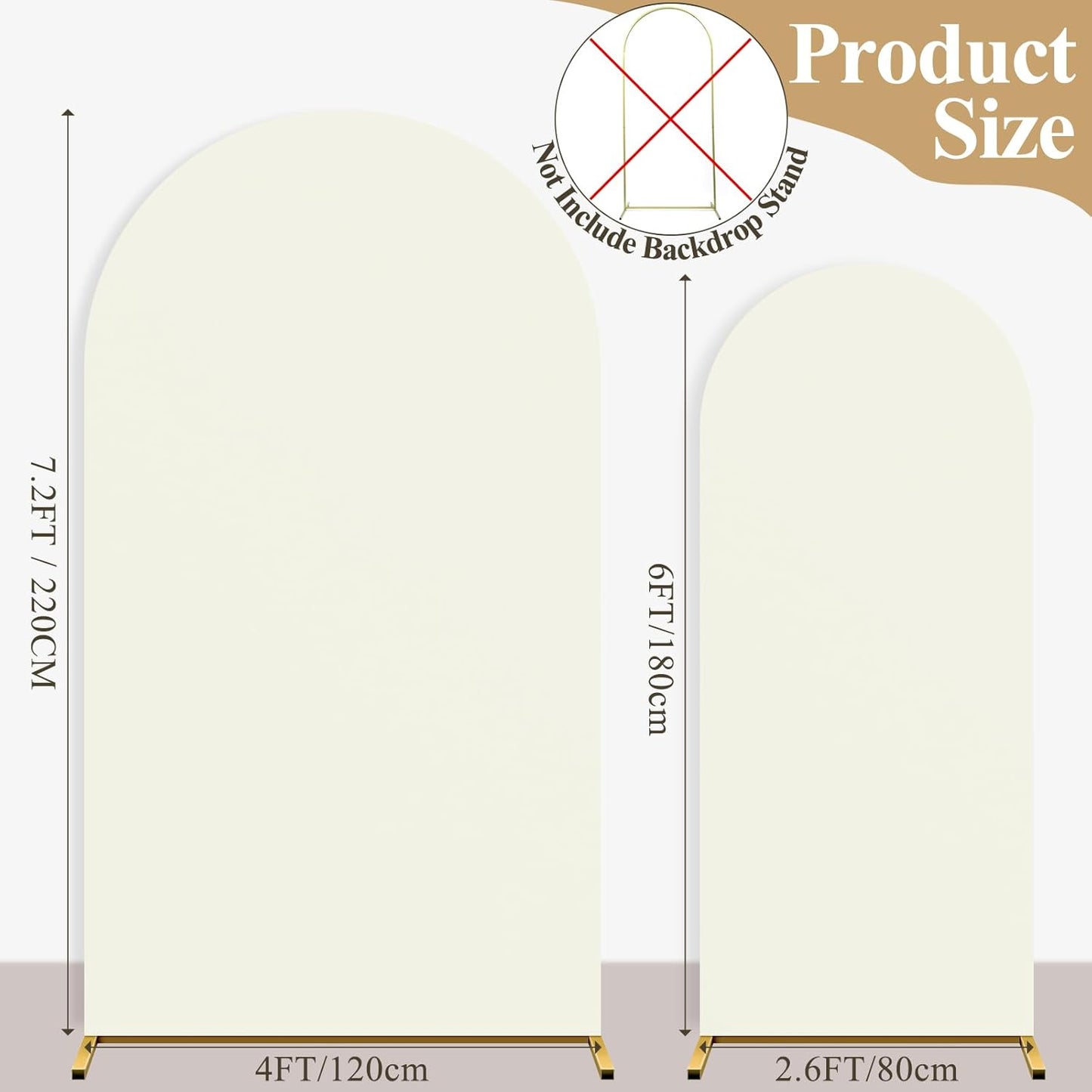 Ledido Wedding Arch Backdrop Cover 6FT 7.2FT Arch Covers 2Set Fitted Stretchy Spandex Round Top Stand Backdrop Cover for Wedding Banquet Ceremony Birthday Party Baby Shower Event Decoration,Ivory