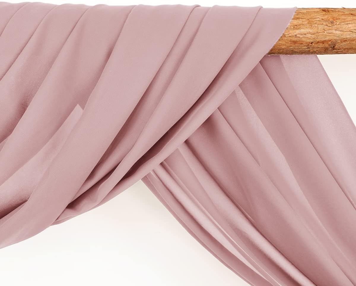 Wedding Arch Draping Fabric 1 Panel 30'' x 18FT Dusty Rose Sheer Chiffon Arch Drapery for Photo Booth Bridal Shower Baby Shower Church Decor Newborn Photography Christening Outdoor Party