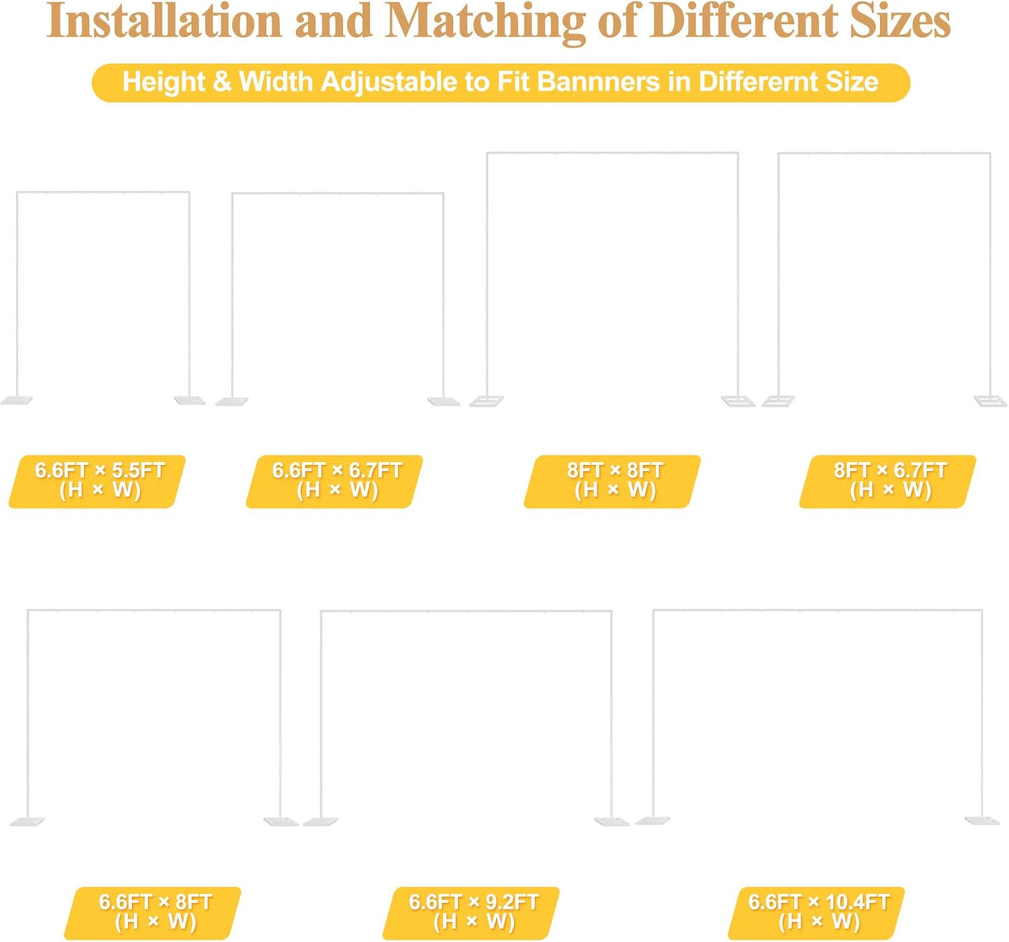 Wokceer Metal Heavy Duty Backrop Stand Square 8x8FT Adjustable Pipe and Drape Kit White Photo Booth Stand for Wedding Ceremony Birthday Party Photography Exhibition Celebration