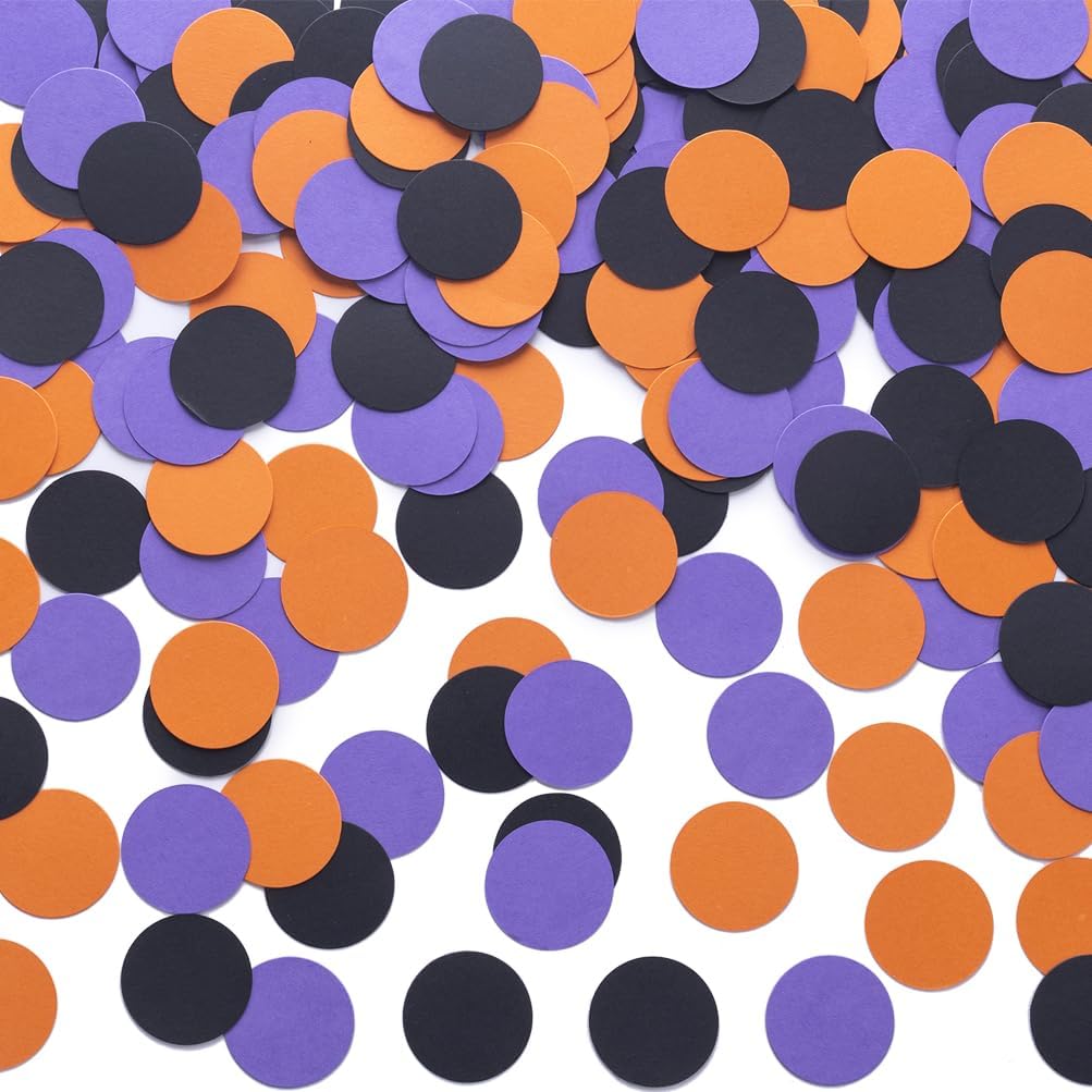 Purple Black Orange Confetti Table Decoration for Halloween Birthday Party,1.2 inch in Diameter,200 Counts