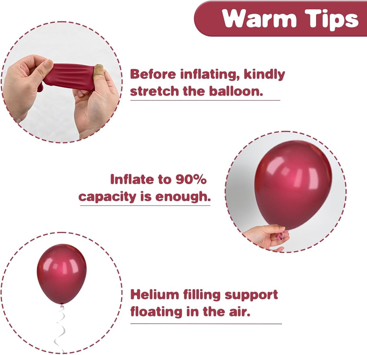 Burgundy Balloons, 12 Inch Maroon Balloons, Wine Red White Pearl Metallic Rose Gold Confetti Balloons Latex Balloons for Wedding Anniversary Engagement Romantic Dinner Fall Party Decorations