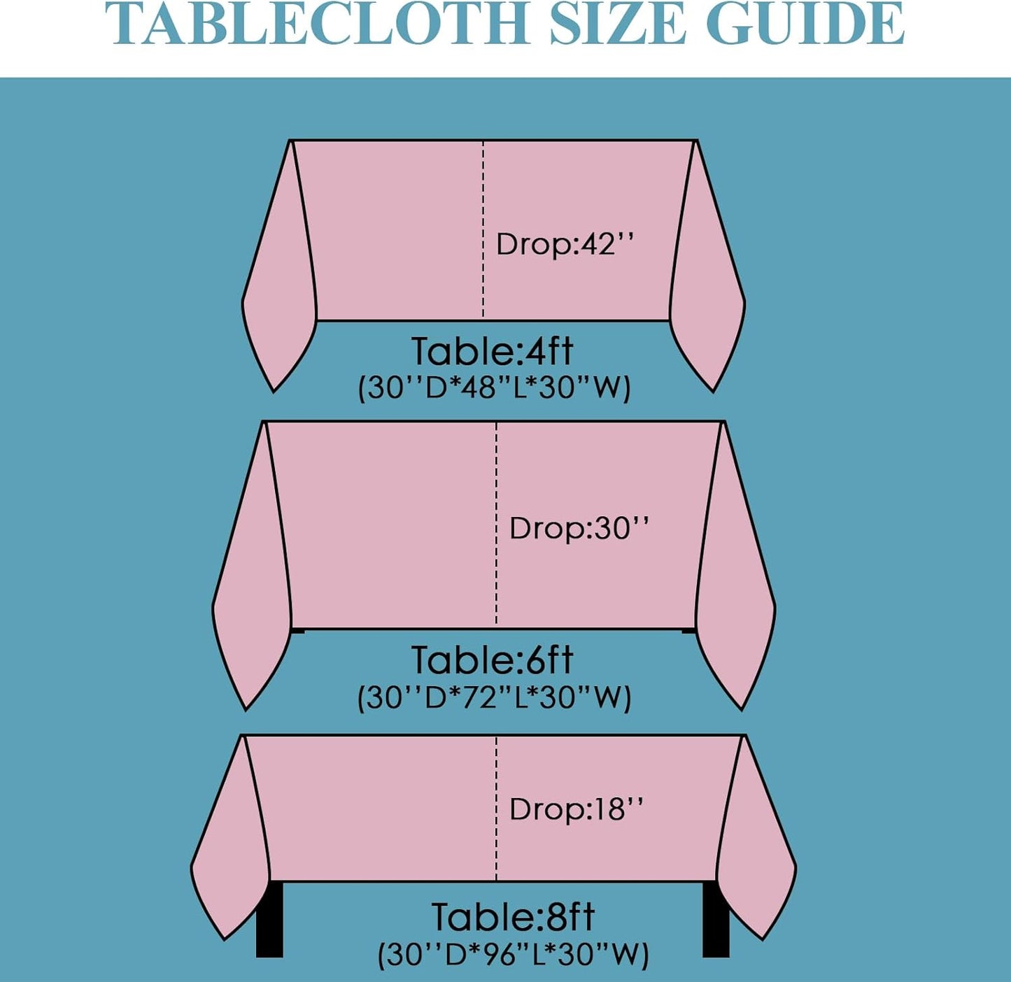 VidaFete Tablecloth 6 Pack 90 * 132inch Rectangle Table Cloth Polyester, Stain Wrinkle Resistant Polyester Dining Table Cover for Kitchen Dinning Party Wedding Rectangular Buffet Decoration(Pink)