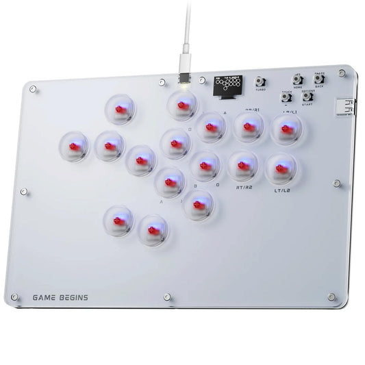 ARCCI Arcade Stick Leverkless Controller 16 Keys, All-Buttom Custom RGB Fight Stick Pad with Hot-swap Low-Profile Red Switch, SOCD & Turbo Functions, Arcade Fighting Stick for PC/Ps3/Ps4/Steam/Switch