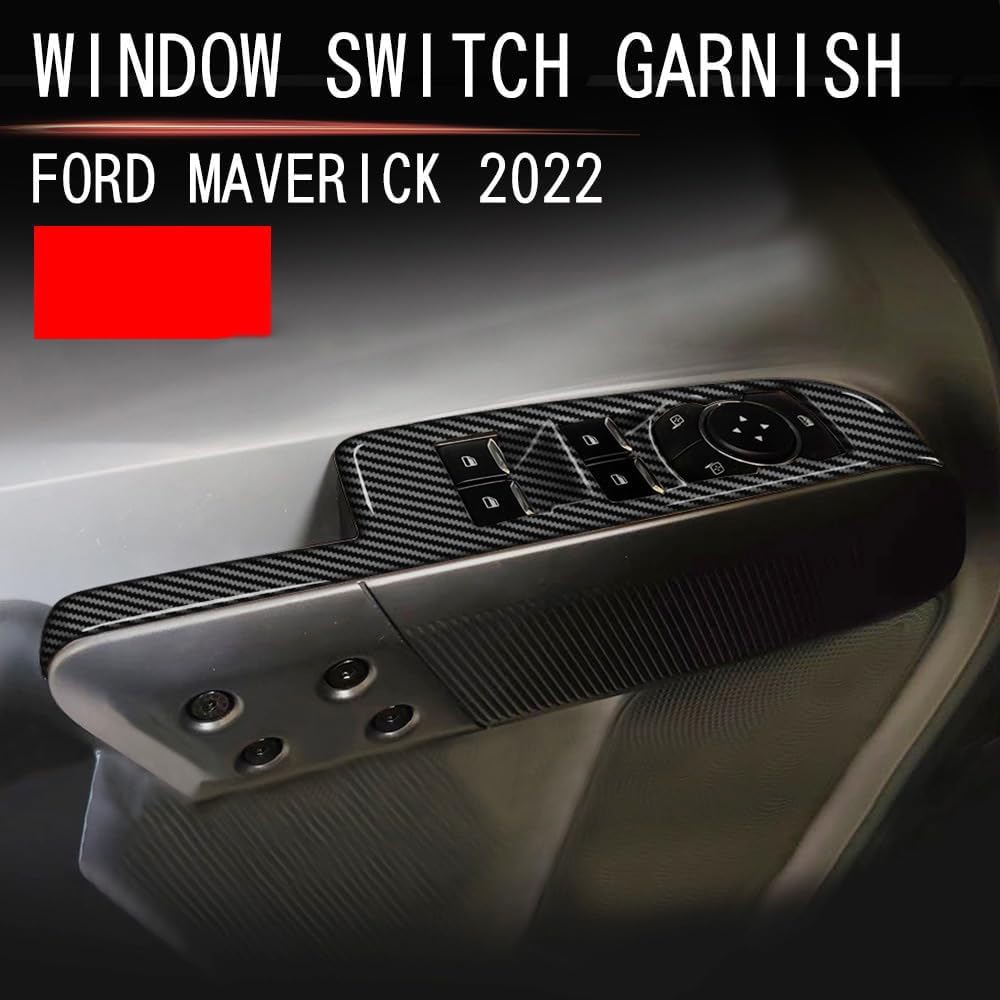 4pcs Carbon Fiber Style Front Rear Doors Window Glass Lift Switch Panel Cover Decorative Sticker Protection Car Interior Accessories for 2022-2025 Ford Maverick KT13