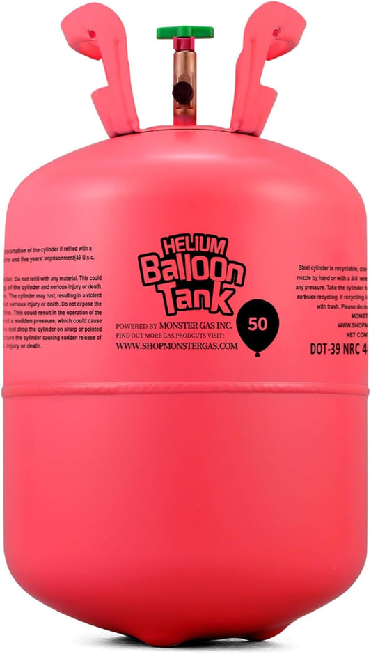 13L Helium Tank for Balloons at Home, Premium 99.99% Pure Helium Gas Kit, Inflates 50 9“Latex Balloons, Ideal for Birthdays, Weddings, Baby Showers (1-Pack)