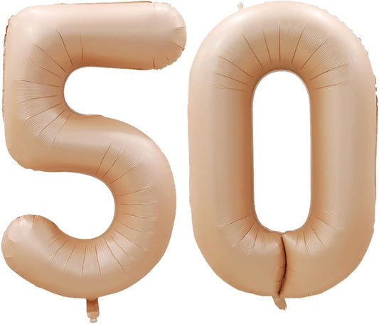 GOER Number 50 Balloons for 50th Birthday Party Decorations,42 Inch Jumbo Foil Helium Balloons for 50th Anniversary (Caramel)