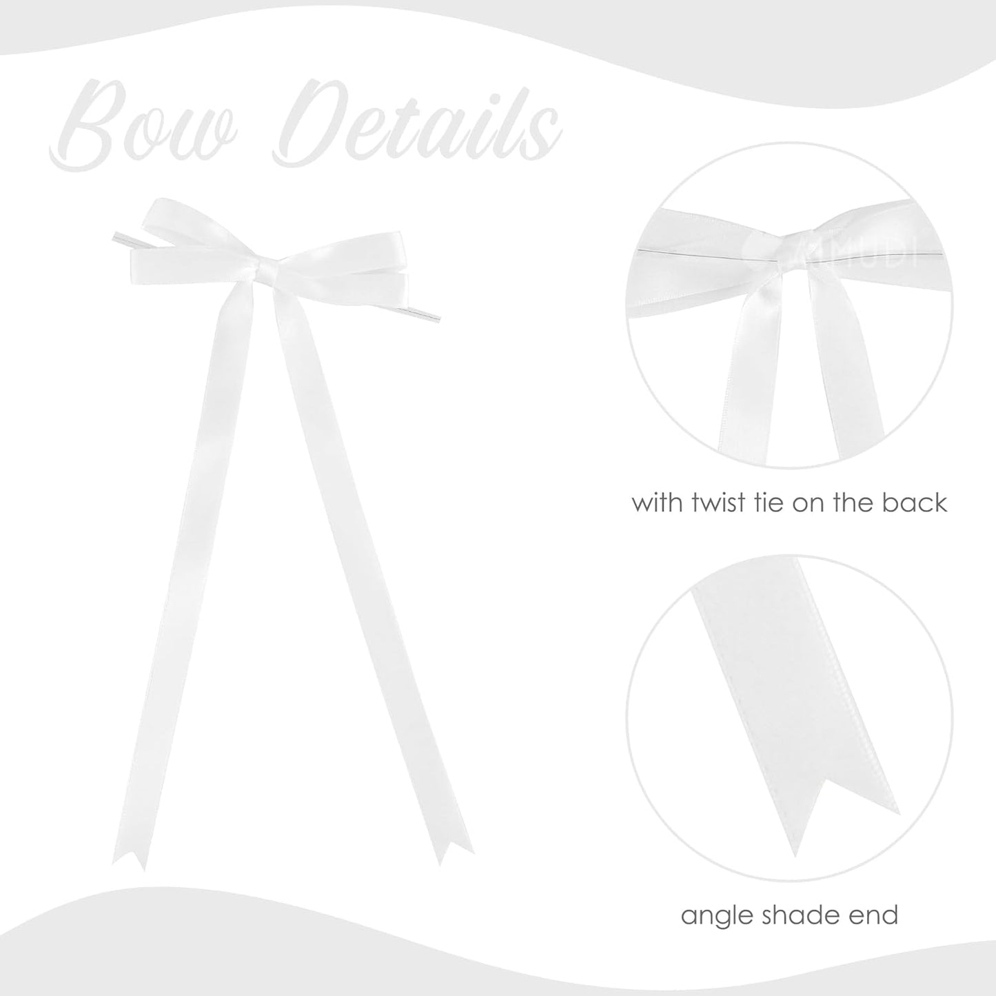 AIMUDI White Bows 5 × 10" Satin Bows for Gift Wrapping Twist Tie Bows Premade Ribbon Bows for Bouquets Invitations Baskets Crafts Wreaths Wedding Birthday Baby Shower Party Decorations, 36 PCs