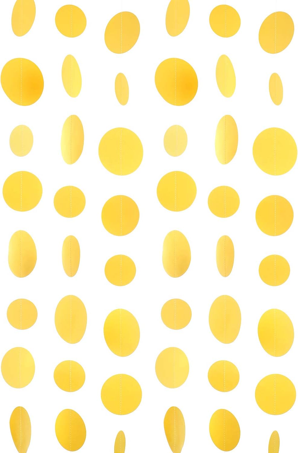 Yellow Paper Garland Circle Dot Party Banner Streamer Backdrop Hanging Decorations, 20 Feet in Total