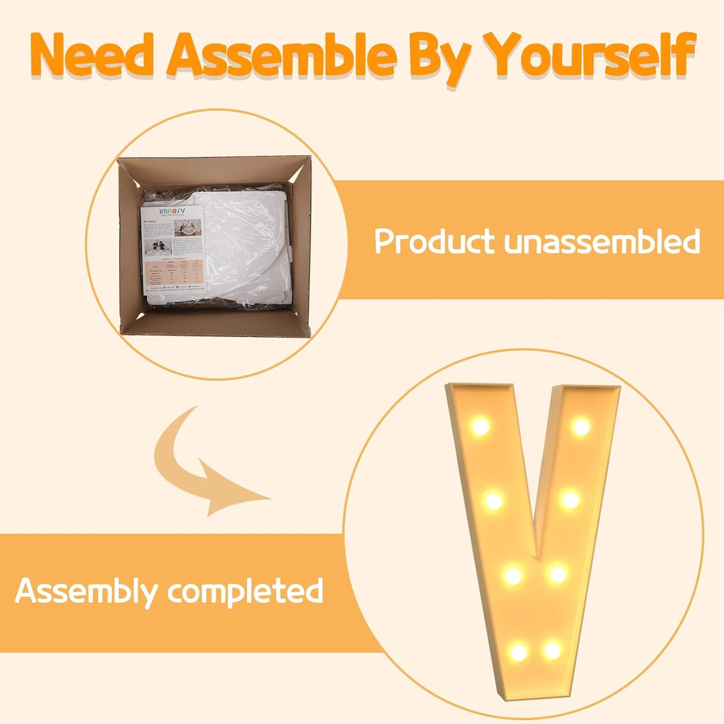 Marquee Letters 3 Feet Tall Large Light Up Letters V Happy Birthday Decorations Marry Me Engagement Party Decor Yellow Light Birthday Decorations Balloon Arch Kit Foam Sign V