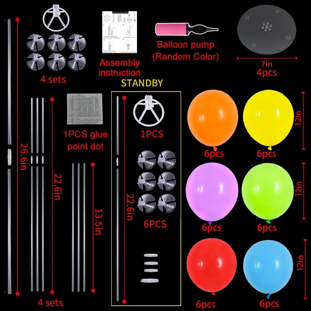 TONIFUL 4 Set Colourful Balloon Centerpieces for Table,Balloons Stand Kit for Rainbow Party Centerpieces Table Decorations,Easter Decoration,Birthday Decorations