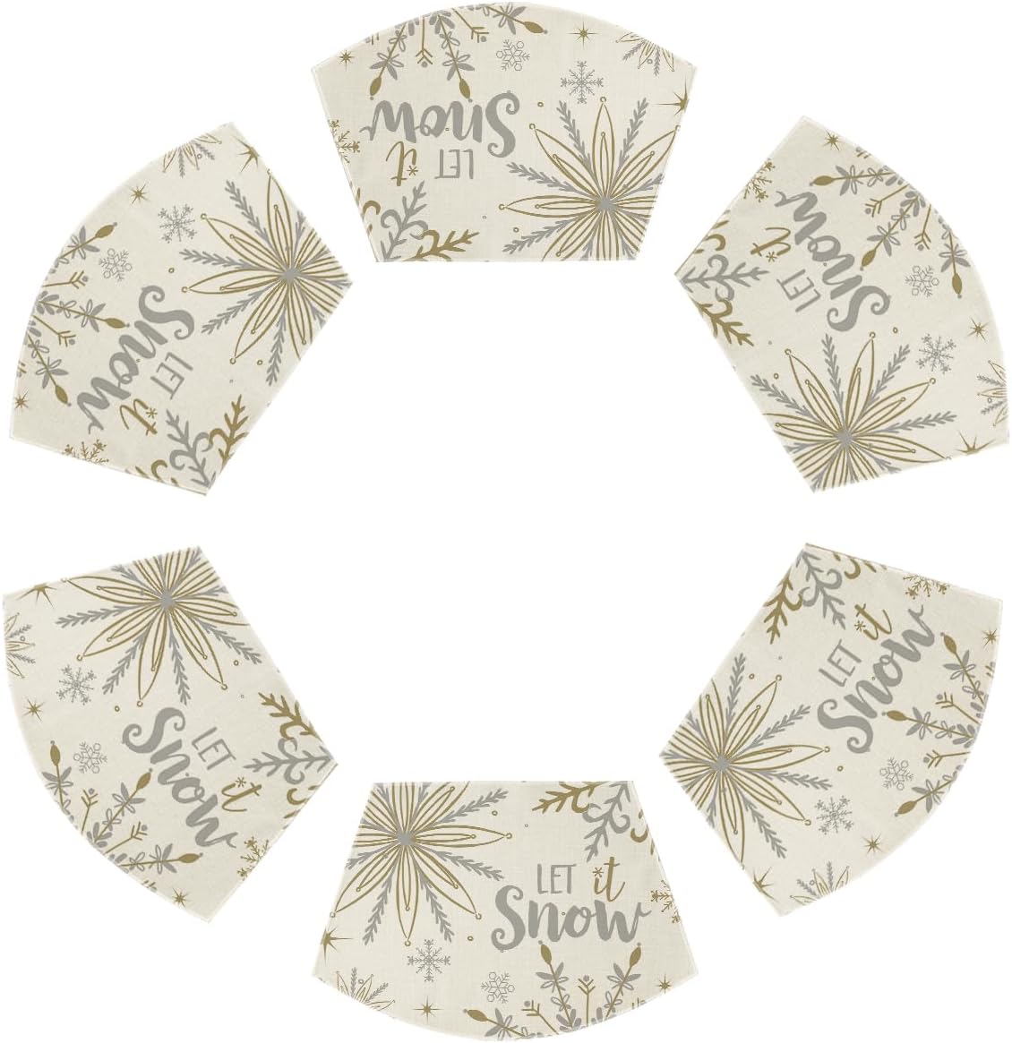 Artoid Mode Christmas Snowflakes Wedge Shape Placemats for Round Table Set of 6, Let it Snow Winter Winter Seasonal Kitchen Dining Table Decoration for Indoor Party Home