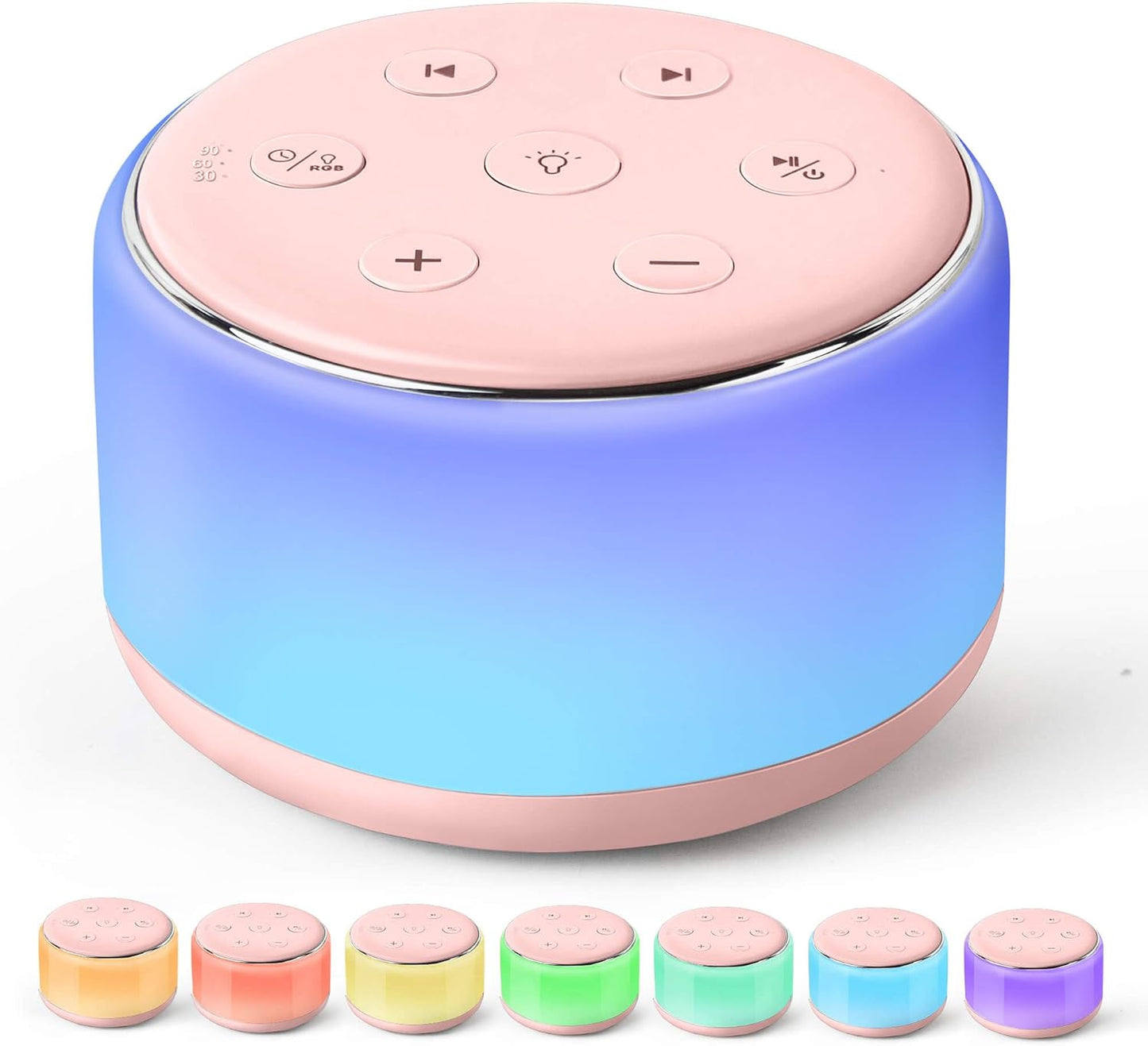 FamiSym Portable Sound Machine for Babies Kids Sleeping – Rechargeable, 7 Colors Night Light, 34 Soothing Sounds, Baby Sleep Soother, Lullaby White Noise Machine, Shush, Baby Shower, Registry Gift