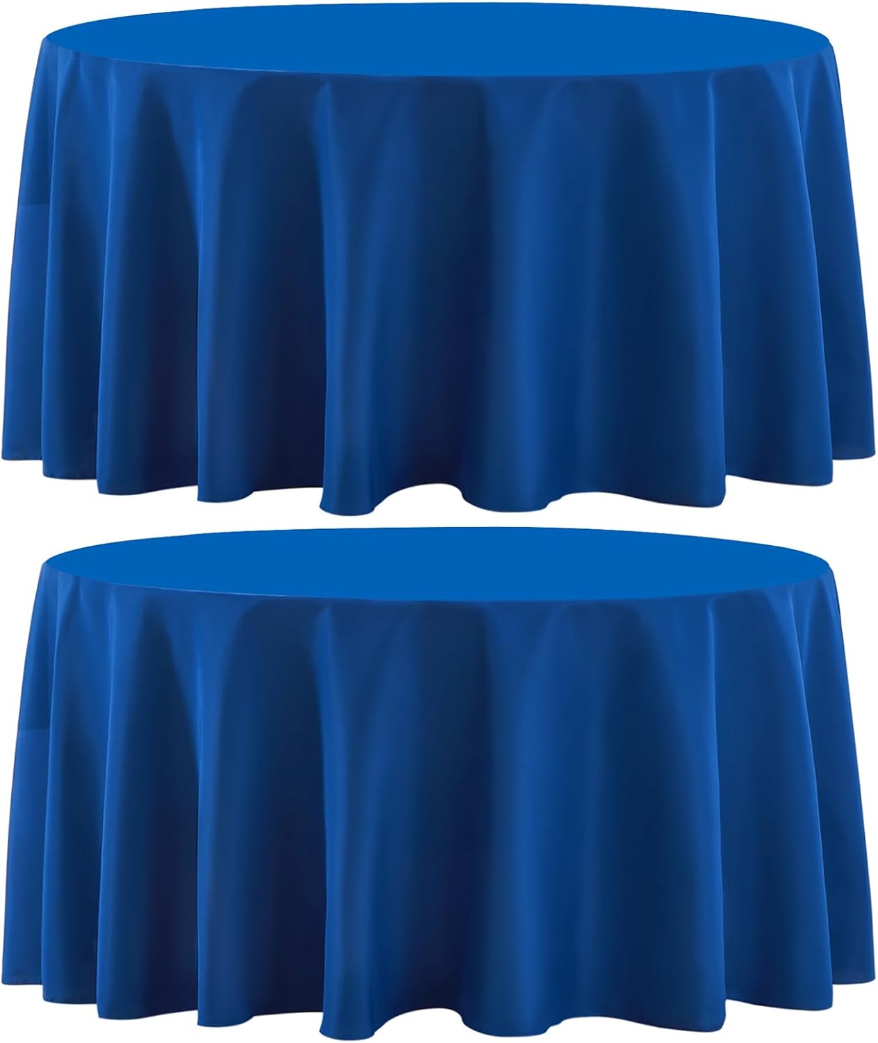 Round Tablecloth 2 Pack 108 Inch Royal Blue Tablecloths Washable Decorative Linen Polyester Table Clothes Cover for Dining Table Banquets Buffet Parties and Wedding
