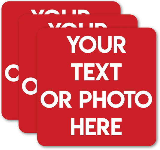 Design Your Own Custom Weatherproof Decal Text Sticker for Tumbler Cup, Laptop, RV, Cars, Trucks, Phones, Boats, Helmets, ATV, Bottles, and Vehicles (3 Pack) (4"x4" Square)